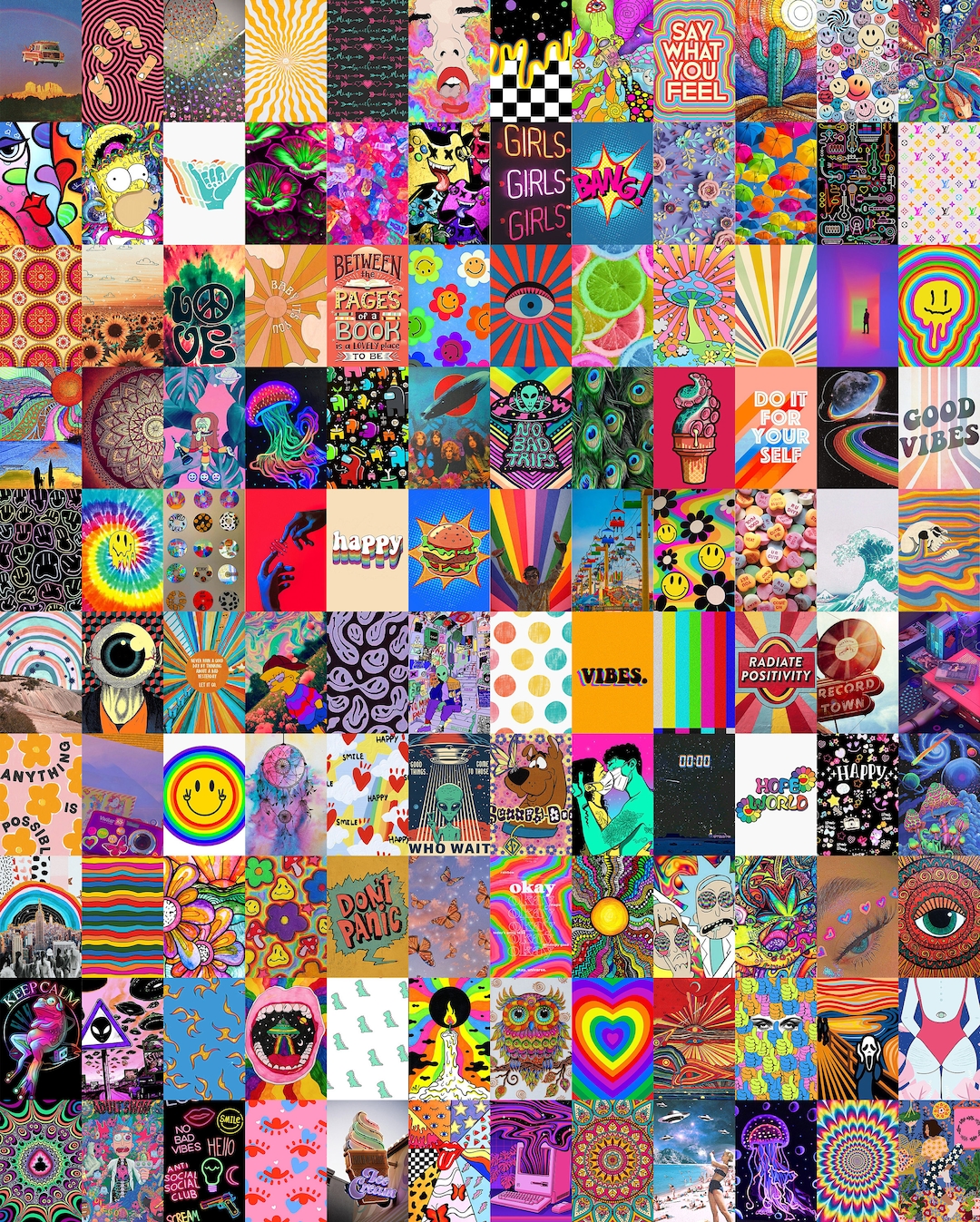 Hippy Indie Wall Collage Kit digital Download 124 PCS Y2k - Etsy