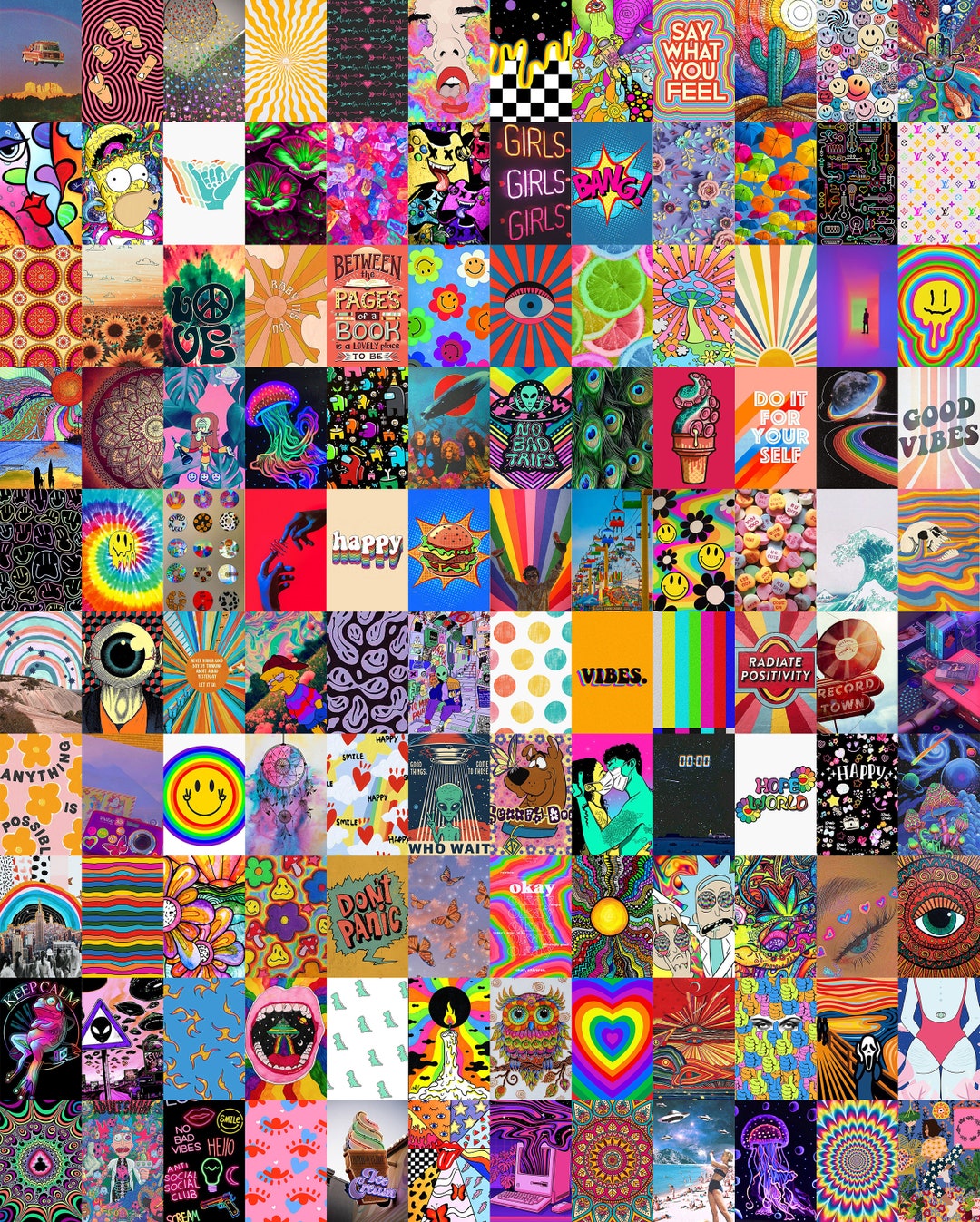 Hippy Indie Wall Collage Kit Digital Download 124 PCS Y2k Etsy