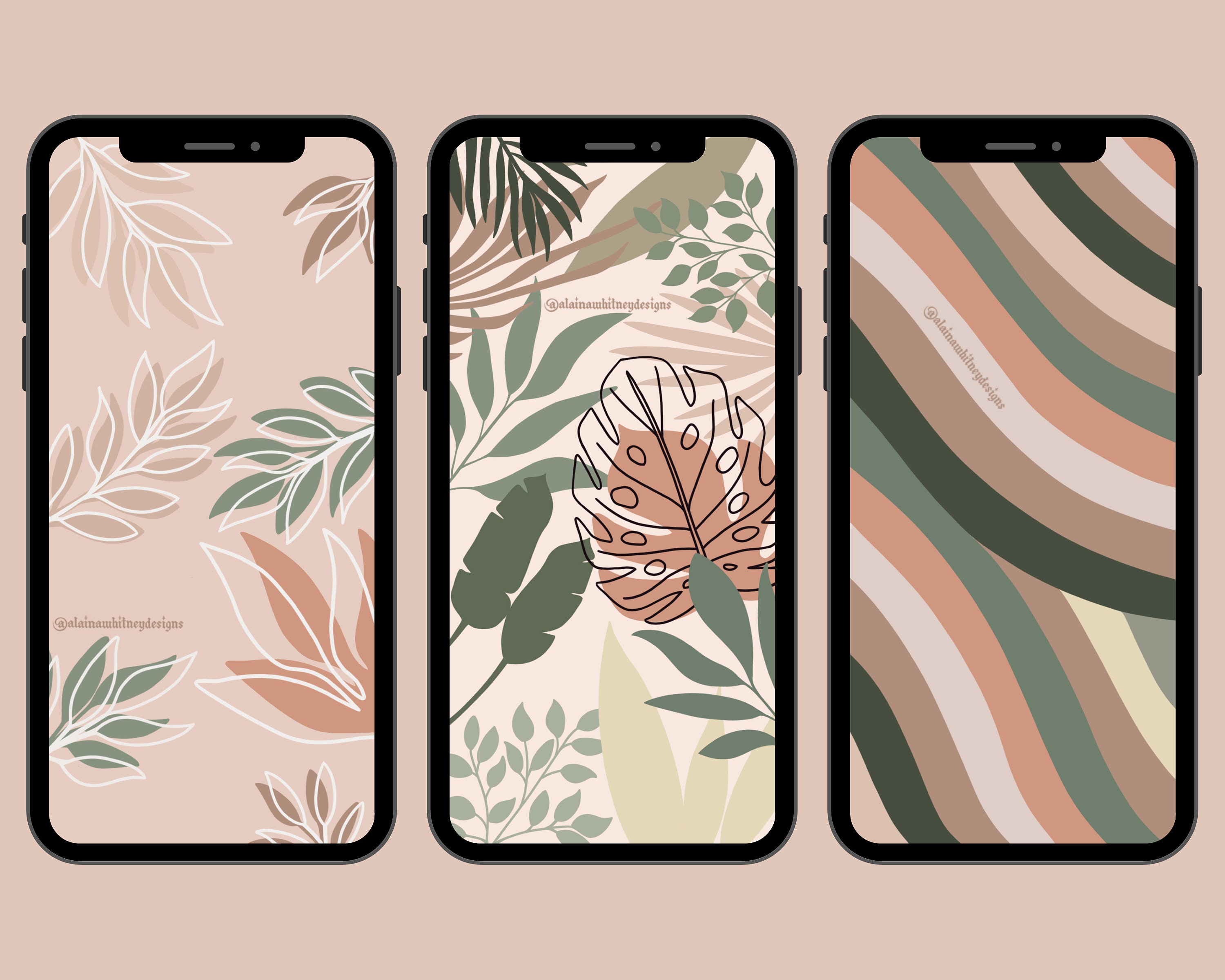 Plant Aesthetic iPhone Wallpaper Background | Pastel Plant Wallpaper |  Muted Aesthetic iPhone Wallpaper | 3 PCS | Digital Download - Etsy