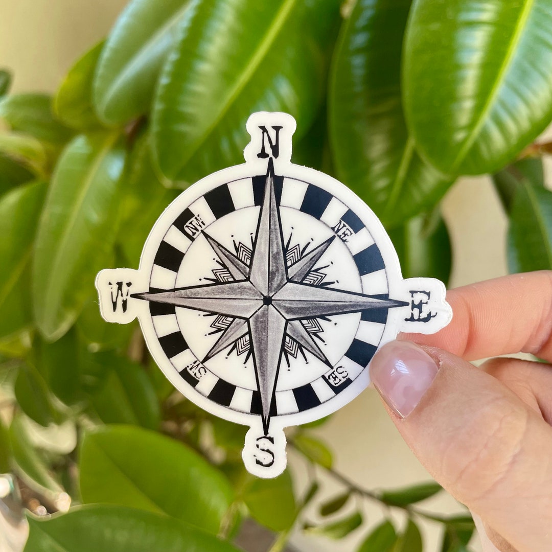 Compass Sticker Unique Doodle Compass Vinyl Sticker - Etsy
