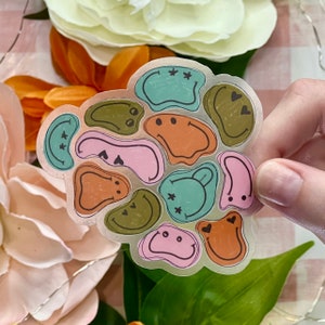 Silly Smiley Faces Clear Vinyl Sticker