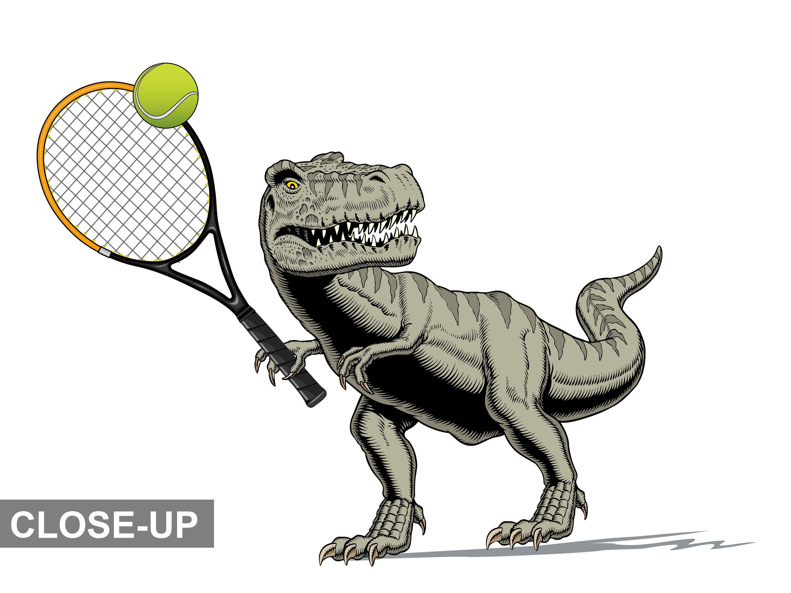 Dinosaur Playing Tennis Trex Dinosaur Print Customizable Etsy UK