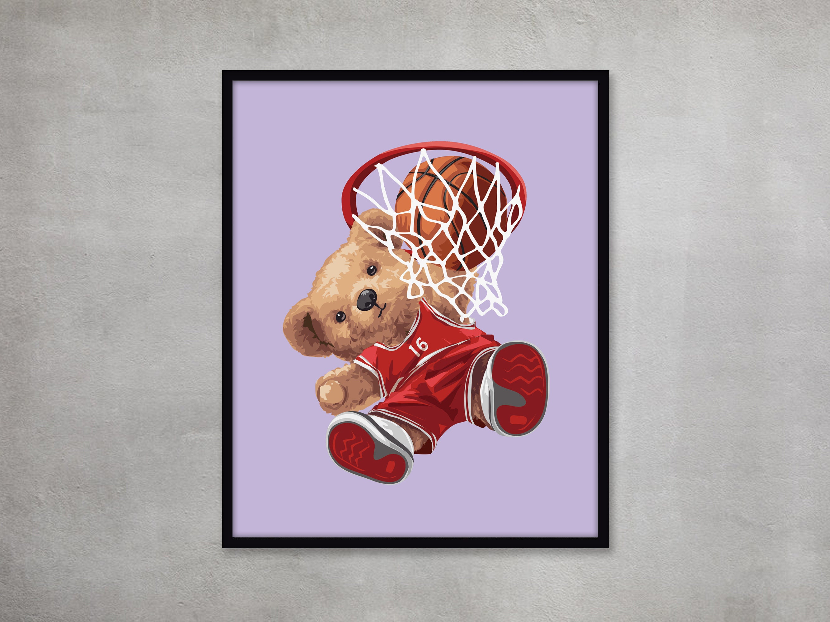  Cute teddy bear playing basketball Long Sleeve T-Shirt : Sports  & Outdoors