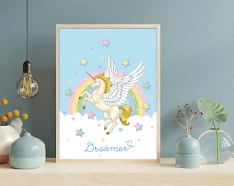 Inspirational Print: Unicorn Nursery Décor, Girl's Room Art