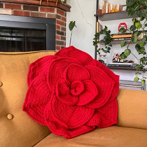 Crocheted Rose Pillow