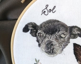 Custom pet embroidery, pet remembrance, pet portrait from photo