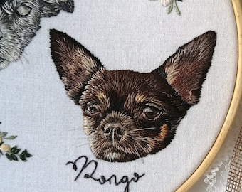 Custom embroidered dog portrait , Dog embroidery, Custom portrait, Dog art, Portrait commission, Dog commission, Dog portrait embroidery