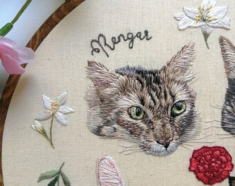 Custom pet embroidery, pet remembrance, pet portrait from photo