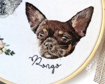 Custom pet embroidery, pet remembrance, pet portrait from photo