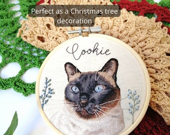 Custom pet portrait, Pet embroidery, Portrait commission, hand embroidery, Christmas gift ideas, Christmas decoration, Personalized gifts