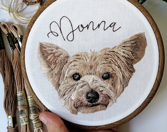 Custom pet embroidery, pet remembrance, pet portrait from photo