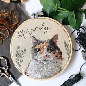 Custom pet embroidery, pet remembrance, pet portrait from photo image 1