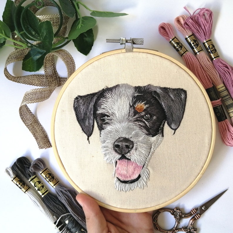 Custom pet embroidery, pet remembrance, pet portrait from photo 6 (15cm) cm