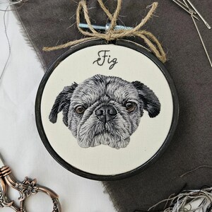 Custom pet embroidery, pet remembrance, pet portrait from photo