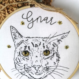 Hand embroidered outlined pet portrait, Pet embroidery, Pet line art, Pet art commission, 4 pet portrait image 3