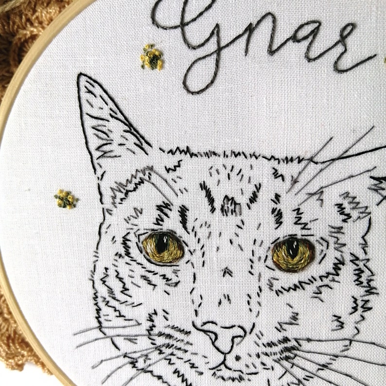 Hand embroidered outlined pet portrait, Pet embroidery, Pet line art, Pet art commission, 4 pet portrait image 5