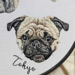 Custom pet embroidery, pet remembrance, pet portrait from photo