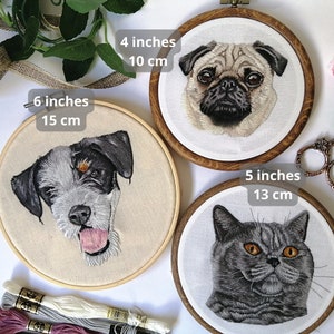 Benutzerdefiniertes 4 Zoll handgesticktes Hundeportrait, individuelle Hundestickerei, Haustierportrait vom Foto, Kunstauftrag Bild 7