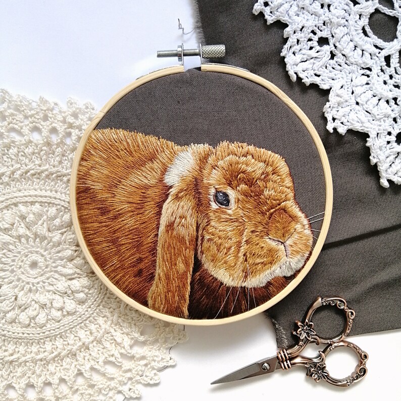 Custom pet embroidery, pet remembrance, pet portrait from photo 5 (13cm) cm