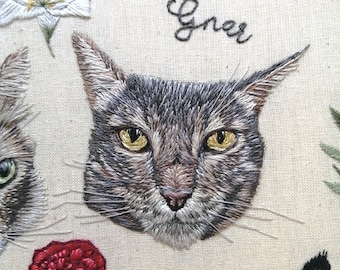 Custom pet embroidery, pet remembrance, pet portrait from photo