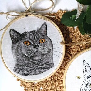 Hand embroidered outlined pet portrait, Pet embroidery, Pet line art, Pet art commission, 4 pet portrait image 7