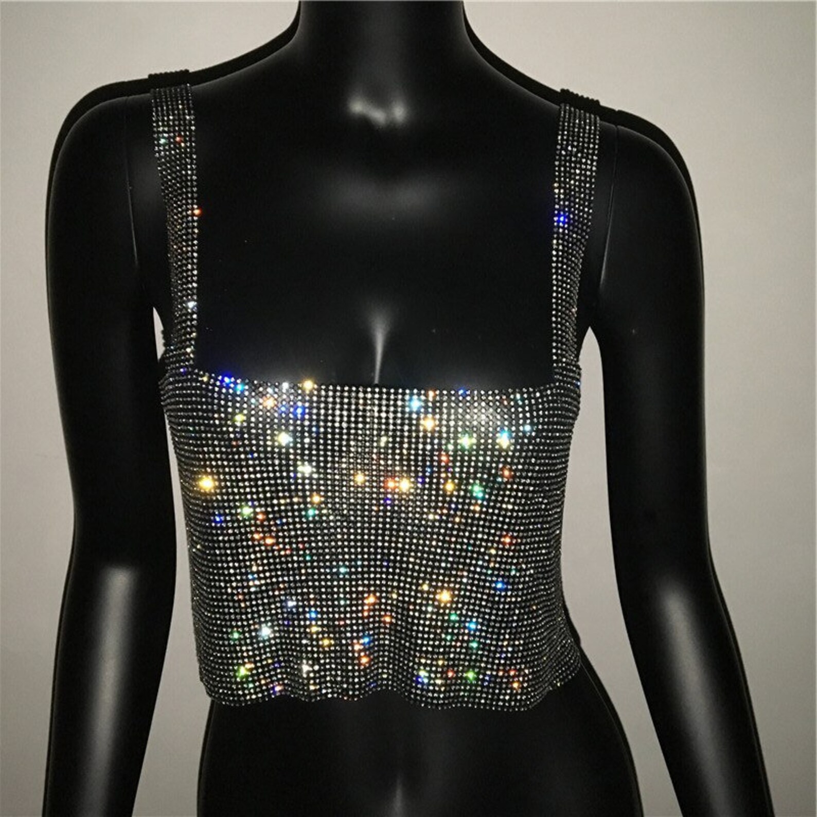 Crystal Backless Rhinestone Tank Top Outfit Etsy