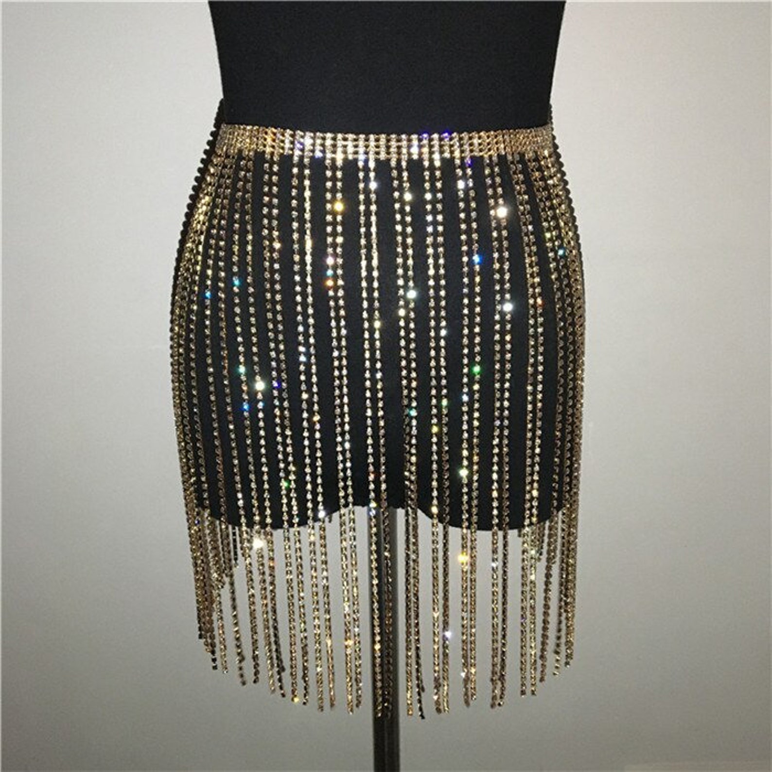 Chic Diamond Crystal Skirt Sexy Hollow Out Patchwork Shiny Etsy