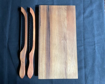 Bread Board, Fiddle Bow Knife Toast & Sandwich Slice, 3pcs Set. The tapered end is perfect for use with the fiddle bow knife.