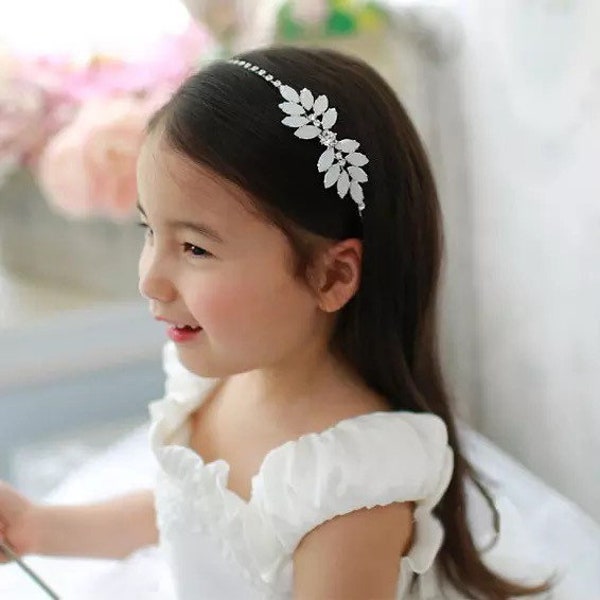 Accessoires pour cheveux Anna Bride enfant fleur enfant filles opale argent bandeau pour enfants bandeau mariage filles accessoires pour cheveux communion baptême