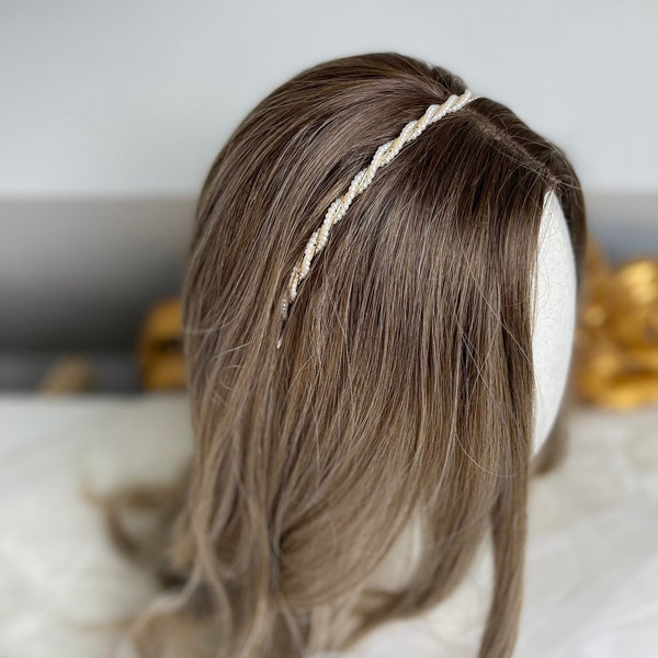 Haarreif Aubrey Haarband Perlen gold oder silber Brautschmuck Hochzeit Braut Haarschmuck Haarkranz klassisch boho Perlenreif Perlenschmuck