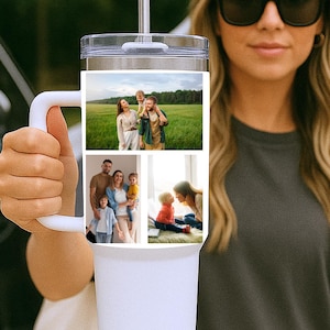 Personalisierte Fotobecher Collage 40 oz | Individuelle Collage Becher | Personalisierte Becher mit Bildern | Familien Becher | Bild Becher