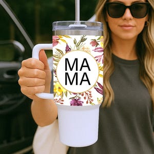 Floral 40 Oz Retro Mom Tumbler | Wildflower Tumbler | Floral Tumbler | Mother&#39;s Day | Rose Tumbler | Birthday Gift| Anniversary Gift