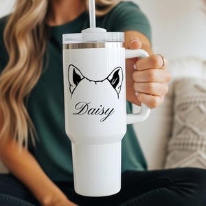 Vaso personalizado para mamá de perro de 40 oz / Vaso con orejas de perro personalizado / Regalos para amantes de los perros / Regalo para mamá y papá de perro / Memorial de perro / Amante de las mascotas / Regalo para ella