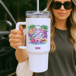 Personalized Vacation Tumbler 40oz | Girls Trip Tumbler | Custom Travel | Summer Vibes Tumbler | Beach Tumbler Personalized | Vacation