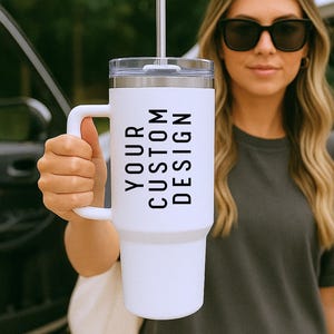 Personalisierte Becher mit Bild oder Text | Machen Sie Ihren eigenen Becher | Personalisierte Fotobecher | Individuelle Trinkgläser für die Hochzeit | Weißer Becher