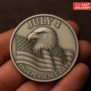 4th of July Commemorative Coin | USA Independence Day | Anniversary Coin | Freedom Celebration Collectible Gift | American Eagle Coin