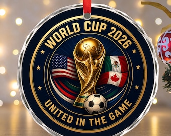 2026 World Soccer Cup Glass Ornament | Glass Ornament | Football Keepsake | Soccer Lover Gift | Gift for Him & Her