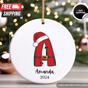 Adorno inicial personalizado / Adorno familiar personalizado 2024 / Adorno con nombre de letra / Adorno con monograma / Regalo de Navidad / Regalo para ella