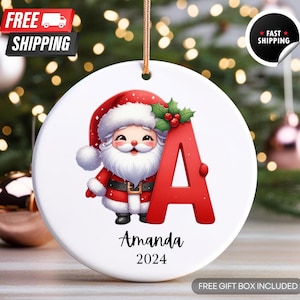 Adorno inicial personalizado / Adorno familiar personalizado 2024 / Adorno con nombre de letra / Adorno con monograma / Regalo de Navidad / Regalo para ella