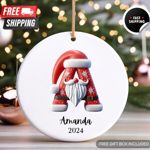 Adorno inicial personalizado / Adorno familiar personalizado 2024 / Adorno con nombre de letra / Adorno con monograma / Regalo de Navidad / Regalo para ella