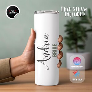Personalized 20oz Bridesmaid Tumbler | Bride Tumbler | Wedding Gift | Personalised Bridal Party Tumblers |Maid of Honor Gift | White Tumbler