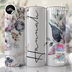 Personalized Floral Tumbler | Skinny Tumbler l Rose Tumbler | Garden Lover | Mother&#39;s Day| Anniversary Gift | Gift For Her | Birthday Gift