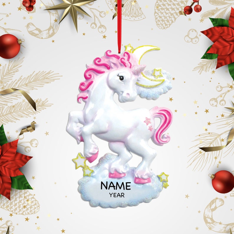 Personalized Glitter Unicorn with Pink Hair Christmas Gifts image 3