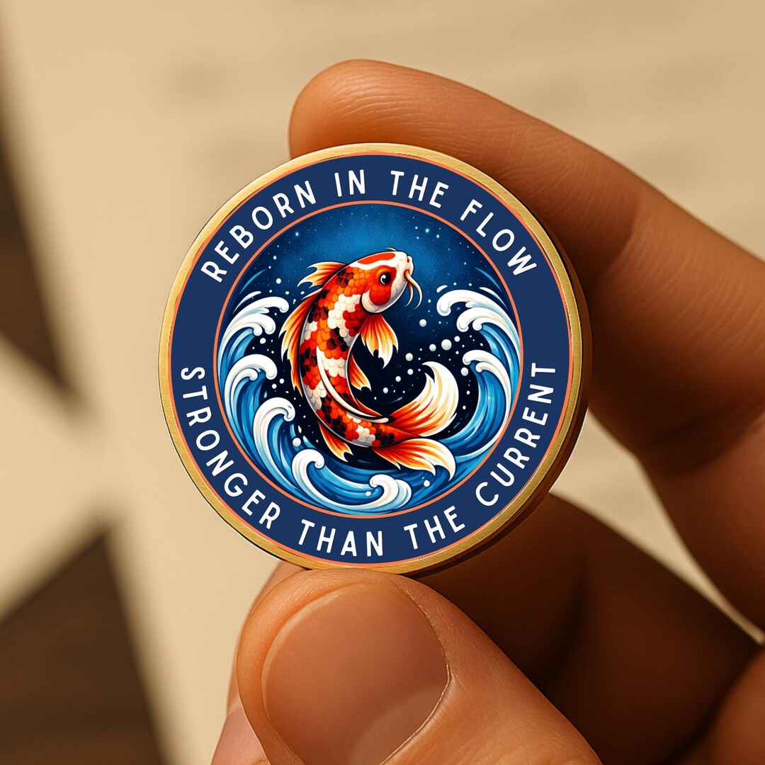 Personalized Sober Koi Fish Coin | Sobriety Chip 1 Year | Custom ...