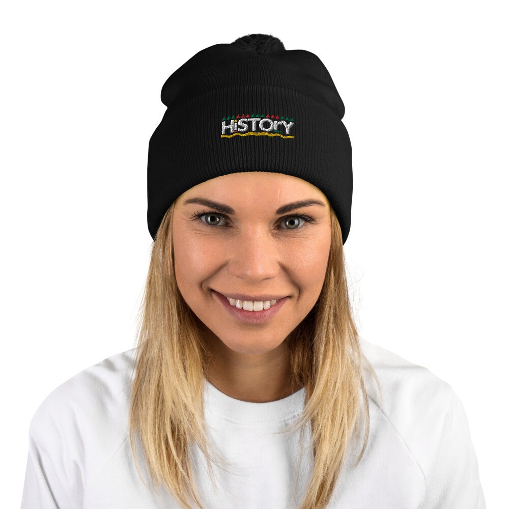 History Pompom Beanie Unisex Knit Cap Black History Etsy