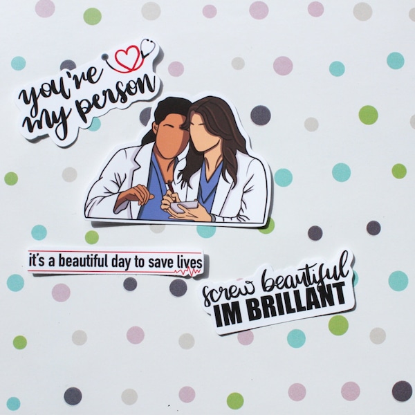 Stickerpack Grey's Anatomy, Serien Fan Geschenk, Meredith and Christina, Grey's Anatomy Fan Geburtstagsgeschenk Idee, Serienjunkie Geschenk