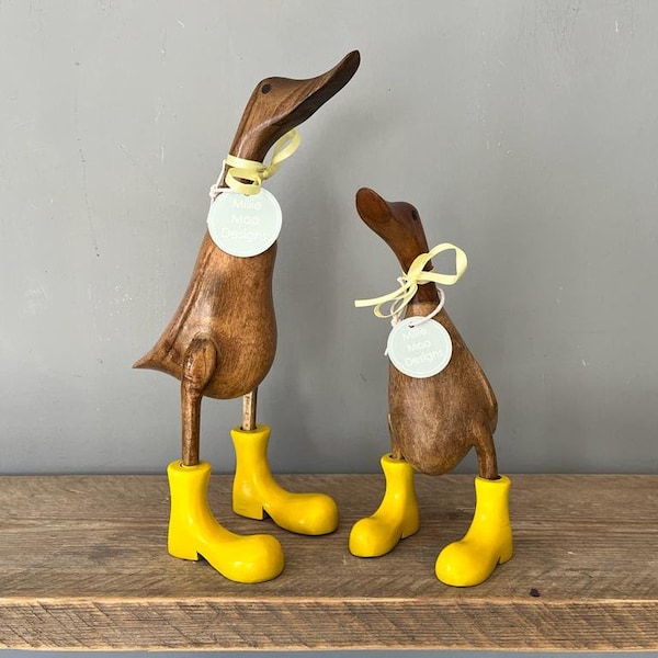 Wooden Ducks With Boots Etsy