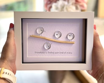 Personalised Friendship pebble picture, keepsake for best friend, friends gift frame
