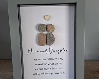 Personalised gift for Mum, Gift for Daughter, pebble picture, Family pebble art, Present for Mom, Special gift for Mum, Mothers day gift