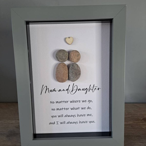 Personalised gift for Mum, Gift for Daughter, pebble picture, Family pebble art, Present for Mom, Special gift for Mum, Mothers day gift